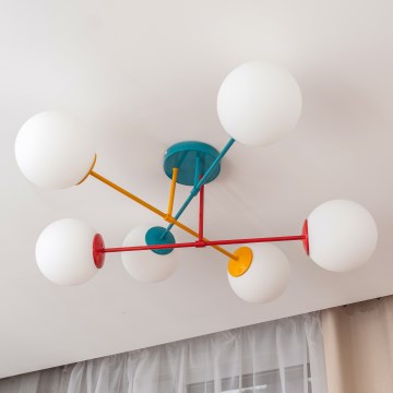 Plafonnier en saillie MOON 6xE27/15W/230V turquoise/jaune/rouge