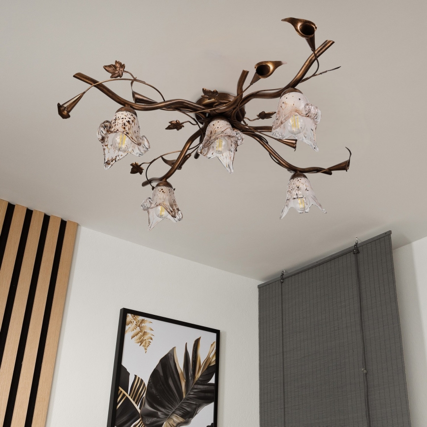 Plafonnier en saillie ROZETA, 5×E14 (40 W), 230 V — bronze