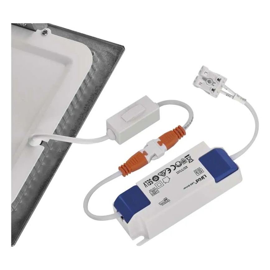 Plafonnier encastré LED NEXXO LED/18W/230V 3000/3500/4000K argenté 22,5x22,5 cm