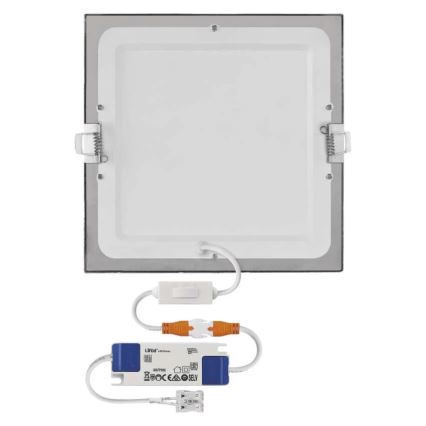 Plafonnier encastré LED NEXXO LED/18W/230V 3000/3500/4000K argenté 22,5x22,5 cm