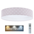 Plafonnier enfant à intensité variable SMART GALAXY KIDS LED/24W/230V 3000-6500K étoiles rose/blanc + télécommande