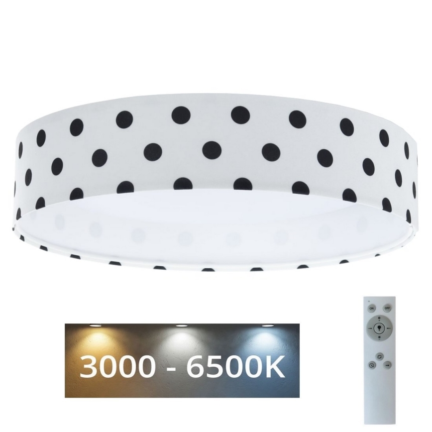 Plafonnier enfant à intensité variable SMART GALAXY KIDS LED/24W/230V 3000-6500K points noir/blanc + télécommande