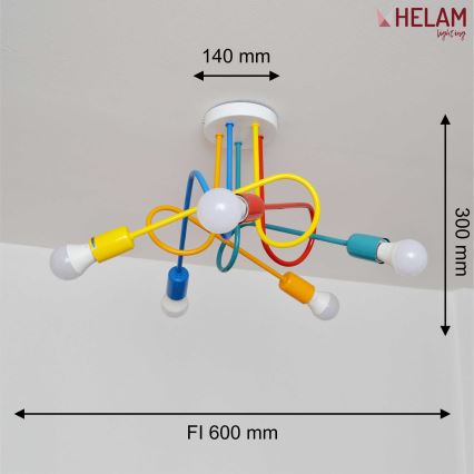 Plafonnier enfant LED OXFORD 5xE27/15W/230V