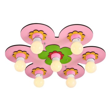 Plafonnier enfant LUCCA 7xE27/24W/230V rose