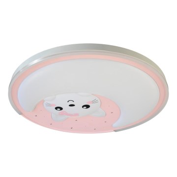Plafonnier enfant MOONCAT LED/34W/230V rose