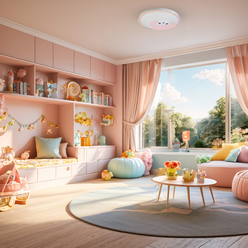 Plafonnier enfant MOONCAT LED/34W/230V rose