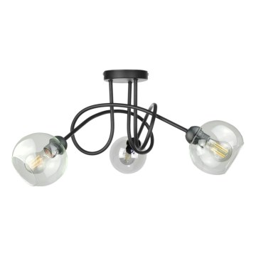 Plafonnier EVIE 3xE27/60W/230V noir/transparent