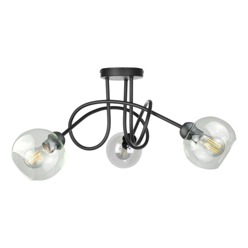 Plafonnier EVIE 3xE27/60W/230V noir/transparent