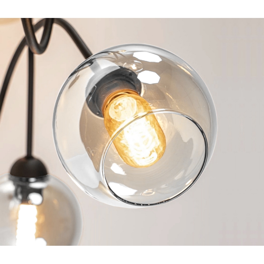 Plafonnier EVIE 3xE27/60W/230V noir/transparent