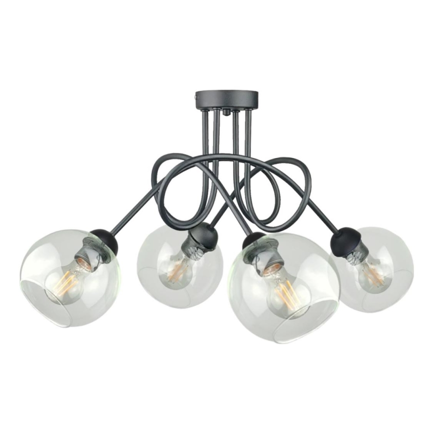 Plafonnier EVIE 4xE27/60W/230V anthracite/transparent