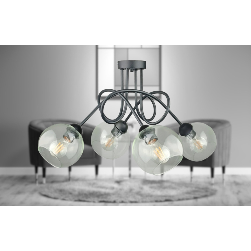 Plafonnier EVIE 4xE27/60W/230V anthracite/transparent