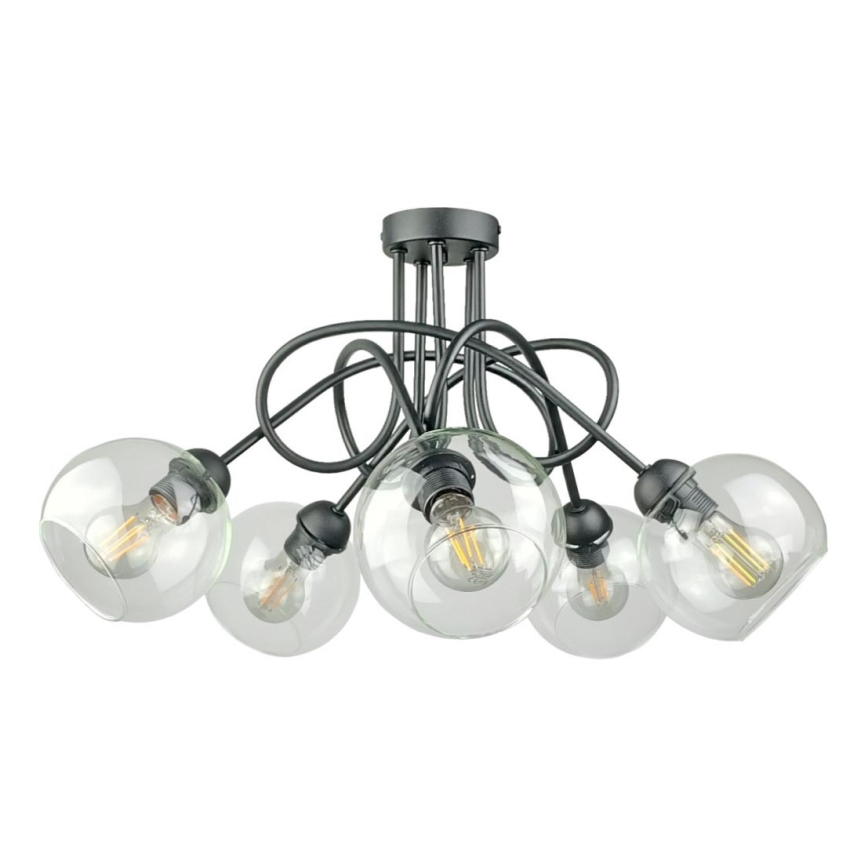 Plafonnier EVIE 5xE27/60W/230V anthracite/transparent