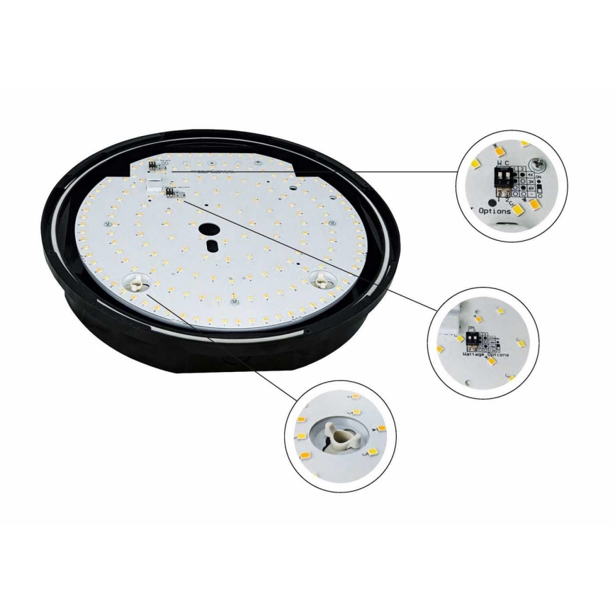 Plafonnier extérieur à intensité variable STROPY LED/12/15/18/22W/230V 3000/4000/6000K IP65 noir