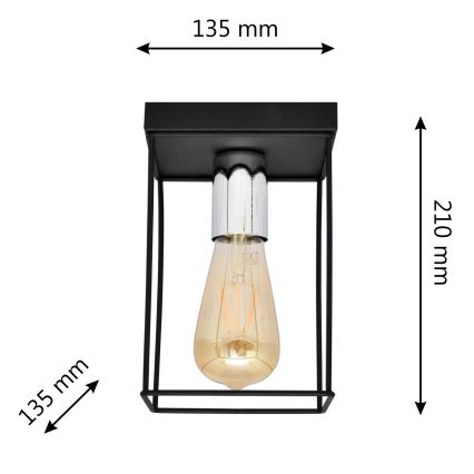 Plafonnier FINN 1xE27/15W/230V noir/chrome brillant