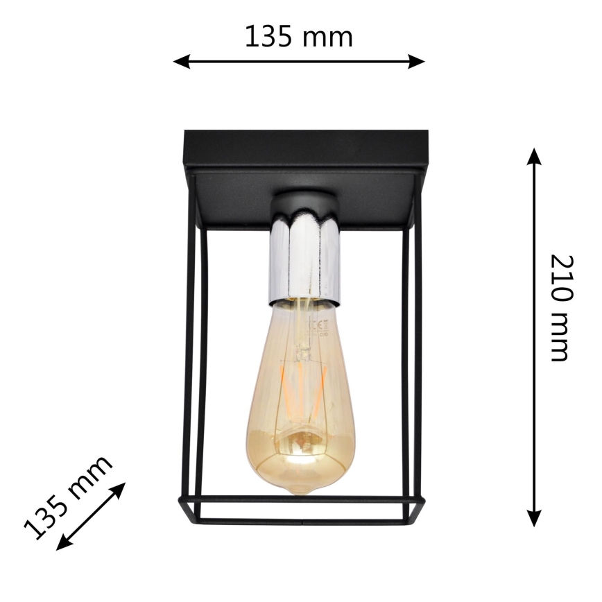 Plafonnier FINN 1xE27/15W/230V noir/chrome brillant