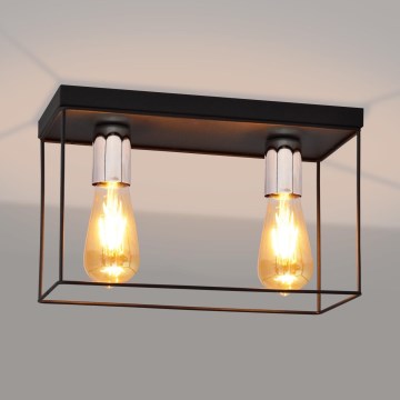 Plafonnier FINN 2xE27/15W/230V noir/chrome brillant