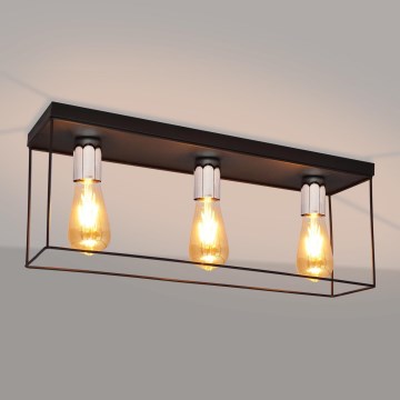 Plafonnier FINN 3xE27/15W/230V noir/chrome brillant