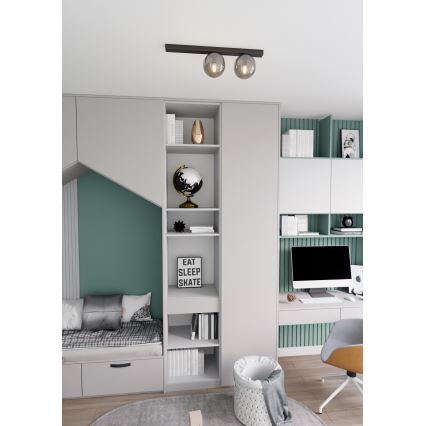 Plafonnier FIT 2xE14/10W/230V noir/gris