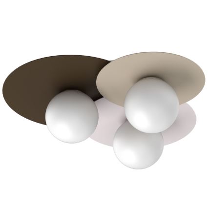 Plafonnier FLAT 3xE27/15W/230V 55x60 cm beige/crème/marron