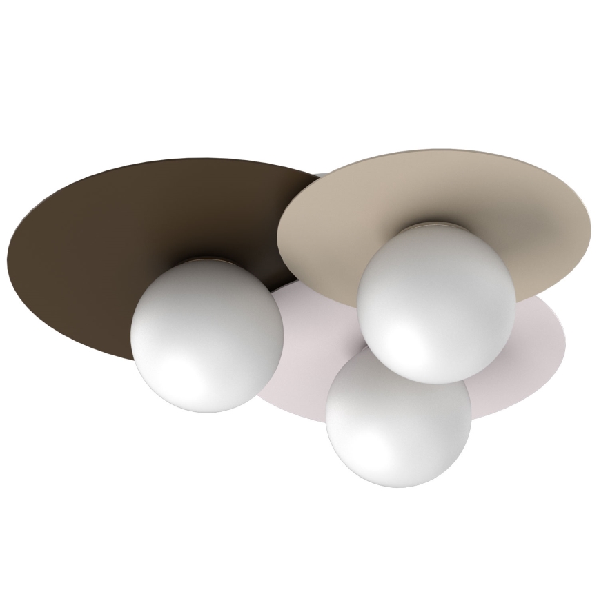 Plafonnier FLAT 3xE27/15W/230V 55x60 cm beige/crème/marron