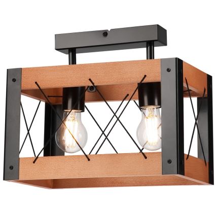 Plafonnier FRIDA 2xE27/60W/230V noir/marron hêtre