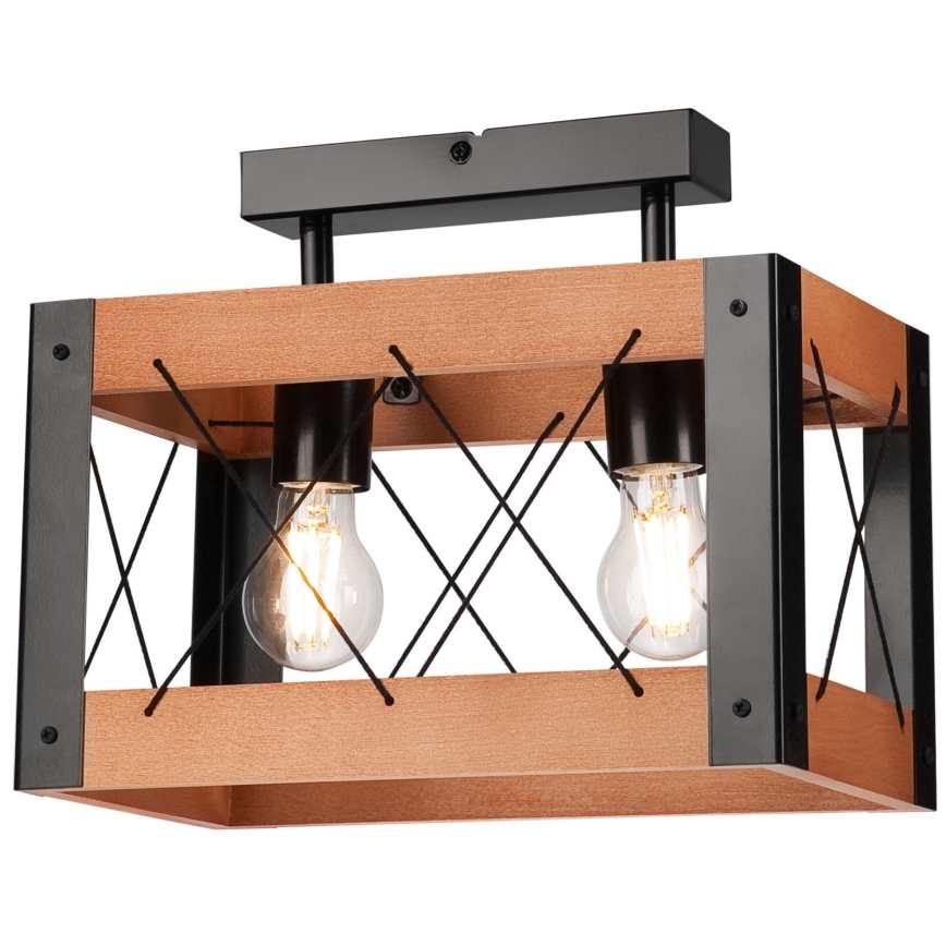 Plafonnier FRIDA 2xE27/60W/230V noir/marron hêtre