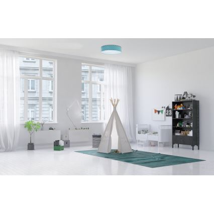 Plafonnier enfant GALAXY KIDS LED/24W/230V étoiles turquoise/blanc