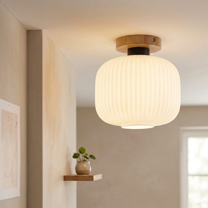 Plafonnier HARMA WOOD 1xE27/15W/230V chêne/blanc Ø 25 cm
