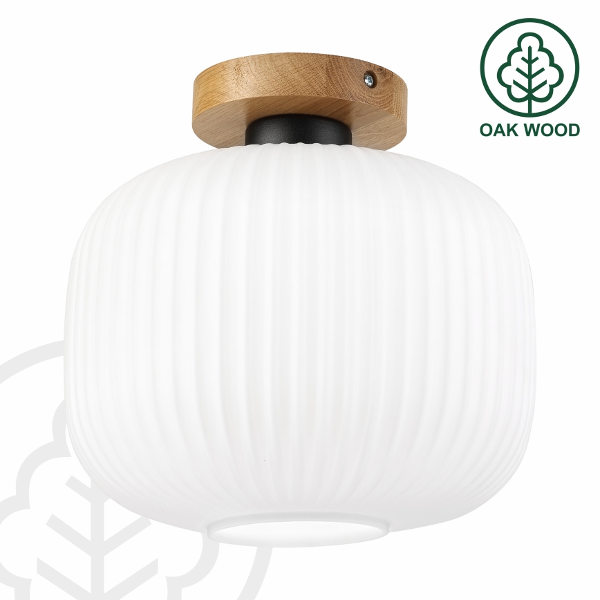 Plafonnier HARMA WOOD 1xE27/15W/230V chêne/blanc Ø 25 cm