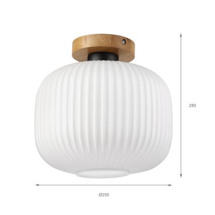Plafonnier HARMA WOOD 1xE27/15W/230V chêne/blanc Ø 25 cm