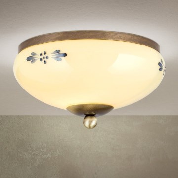 Plafonnier LANDHAUS 1xE27/60W/230V Ø 21 cm bronze/beige/bleu