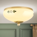 Plafonnier LANDHAUS 1xE27/60W/230V Ø 21 cm laiton/beige/vert
