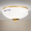 Plafonnier LANDHAUS 1xE27/60W/230V Ø 21 cm, laiton/blanc/bleu