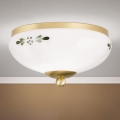 Plafonnier LANDHAUS 1xE27/60W/230V Ø 21 cm laiton/blanc/vert