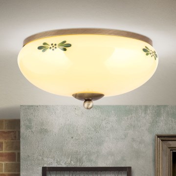 Plafonnier LANDHAUS 2xE27/60W/230V d. 28 cm bronze/beige