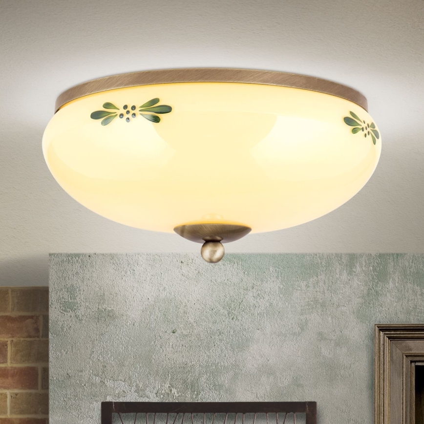 Plafonnier LANDHAUS 2xE27/60W/230V d. 28 cm bronze/beige
