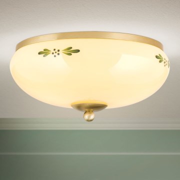 Plafonnier LANDHAUS 2xE27/60W/230V d. 28 cm laiton/beige