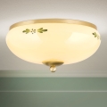 Plafonnier LANDHAUS 2xE27/60W/230V Ø 28 cm laiton/beige/vert