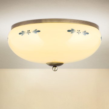 Plafonnier LANDHAUS 3xE27/60W/230V Ø 35 cm bronze/beige/bleu