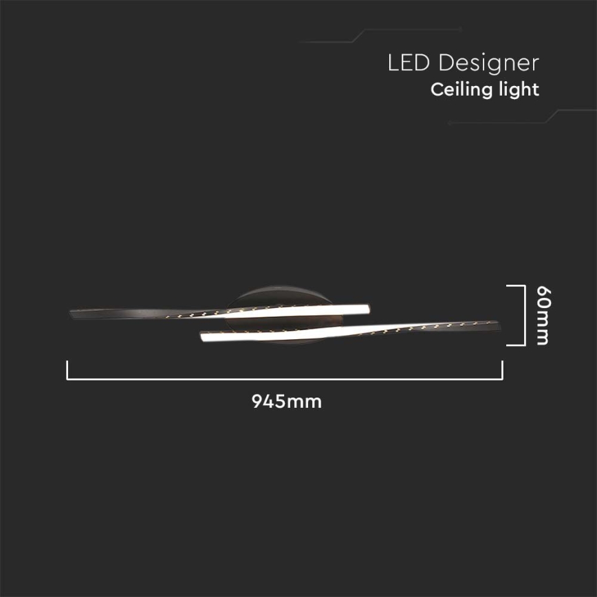 Plafonnier LED/12W/230V 3000K noir