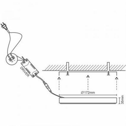 Plafonnier LED/12W/230V 4000K d. 17,2 cm