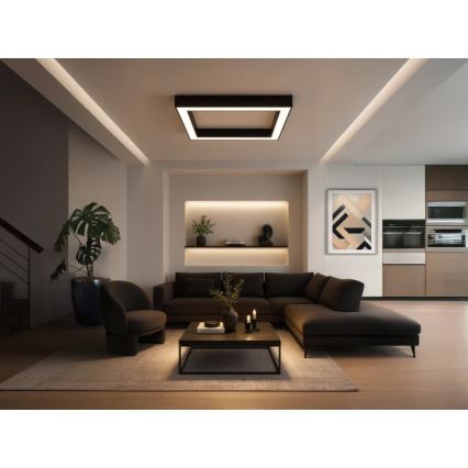 Plafonnier LED 130 W 230 V 3000/4000/6500 K 100 x 100 cm noir
