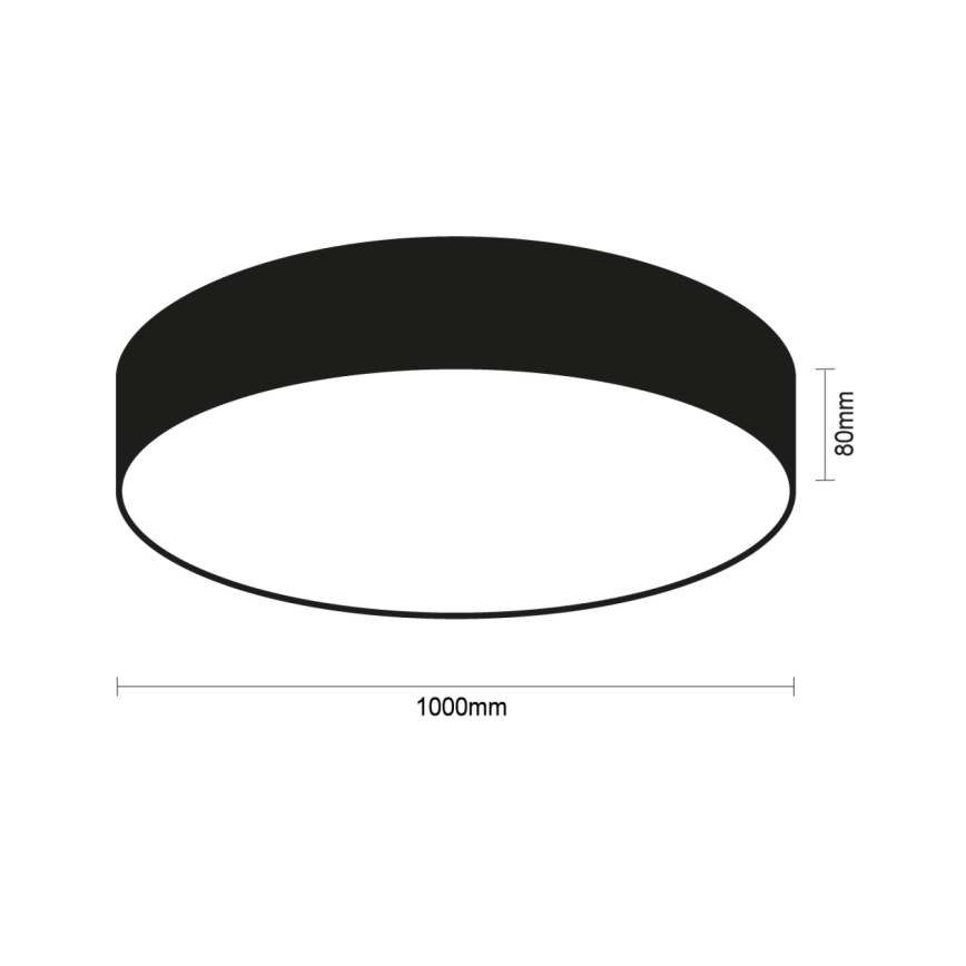 Plafonnier LED 200 W, 230 V, 3000/4000/6500 K, Ø 100 cm, noir