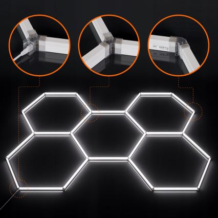 Plafonnier LED HEXAGON LED/240W/85-265V 6500K 298x209 cm CRI 90 IP44 blanc