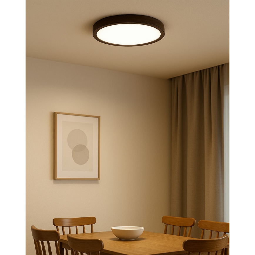 Plafonnier LED/24W/230V 3000/4000/6500K Ø 30 cm marron