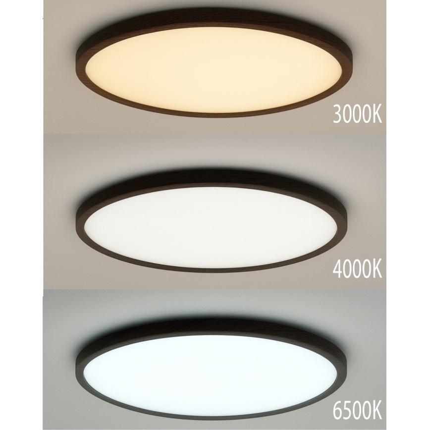 Plafonnier LED/24W/230V 3000/4000/6500K Ø 30 cm marron