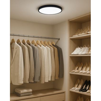 Plafonnier LED/24W/230V 3000/4000/6500K Ø 30 cm noir