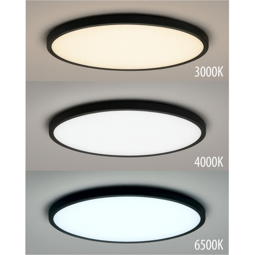 Plafonnier LED/24W/230V 3000/4000/6500K Ø 30 cm noir