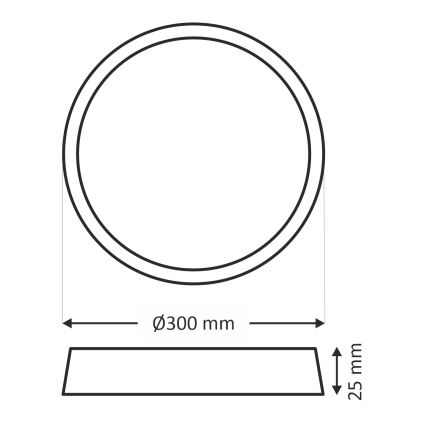 Plafonnier LED/24W/230V 3000/4000/6500K Ø 30 cm noir