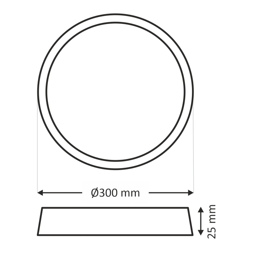Plafonnier LED/24W/230V 3000/4000/6500K Ø 30 cm noir